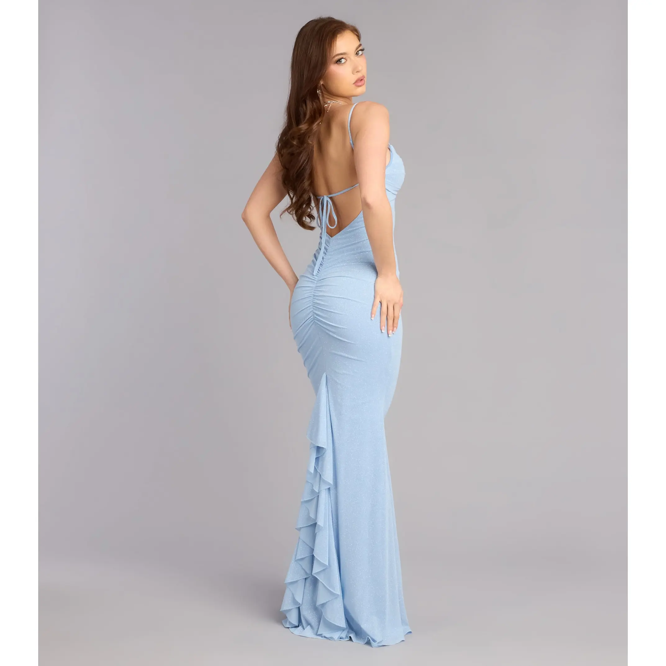 Lana Formal Ruched Glitter Mermaid Dress - TikTok Shop