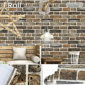 1 roll of industrial style yellow brick home contact paper, refurbished wallpaper, thickened vinyl material, available in multiple sizes, easy to peel and paste, suitable for decorating and renovating living rooms, bedrooms, and background walls.