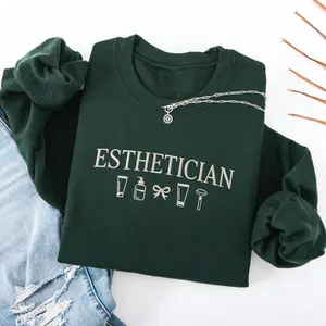 [MADE IN US] Esthetician Embroidered Sweatshirt, Skin Therapist Shirt, Skincare Lovers Crewneck, Aesthetician Shirt, Spa Worker Sweater, Beautician Gift