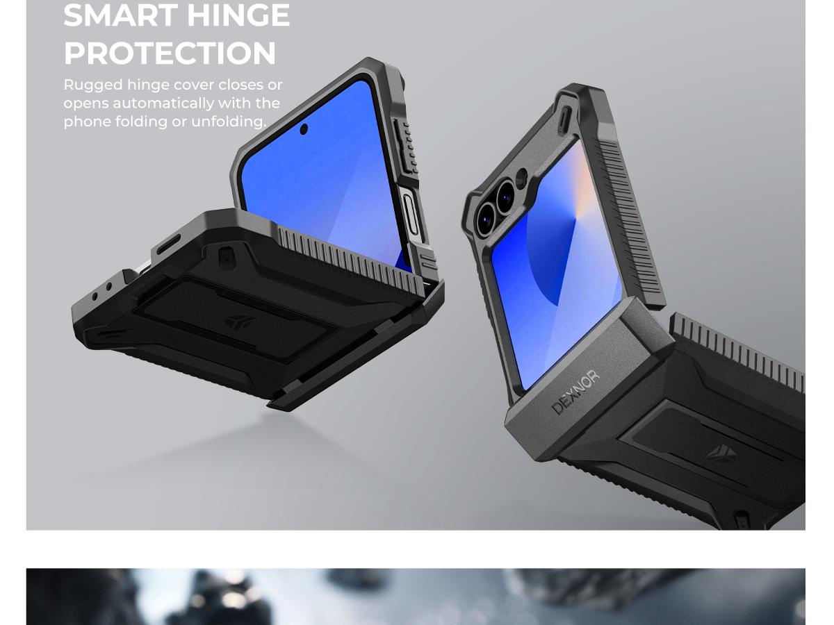 Dexnor for Samsung Galaxy Z Flip 6 Case with Stand & Hinge Protection & Front Screen Protector, Dual-layer Rugged Bumper Case Shockproof Full-body Protective Cover for Galaxy Z Flip 6 (2024)