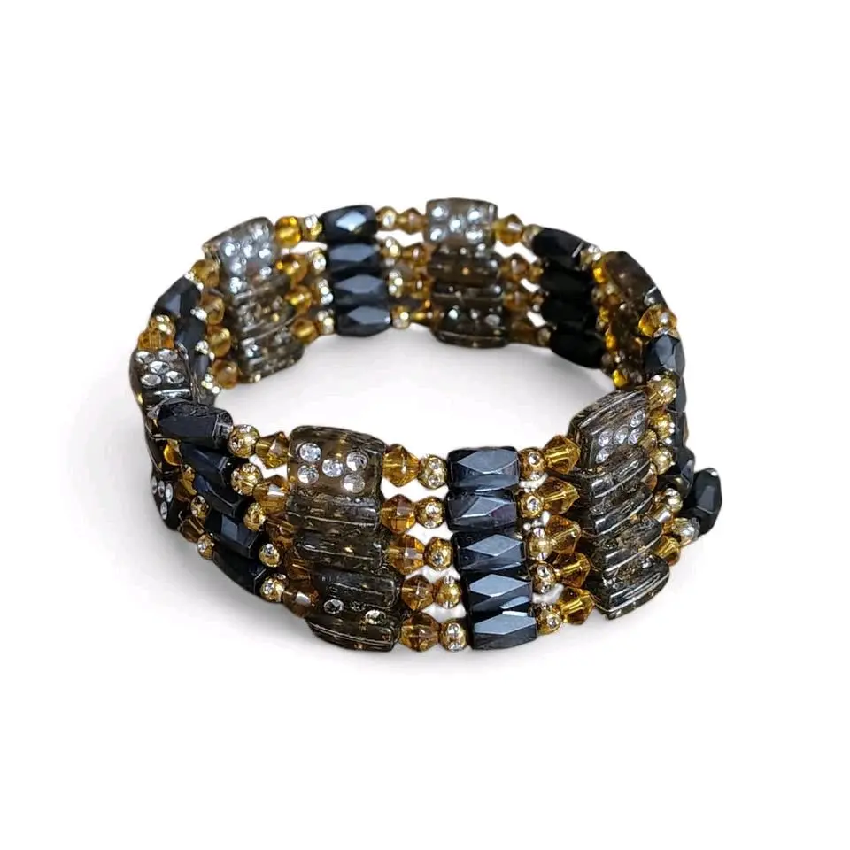 Versatile Magnetite & Dice Artisan Wrap Bracelet