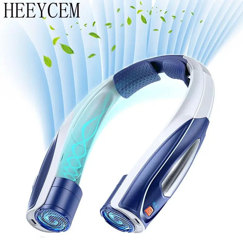 HEEYCEM Portable Neck Fan, USB Rechargeable Neck Fan, 4-speed Adjustment Quiet Fan, Suitable for Women's Gifts, Travel, Outdoor Use