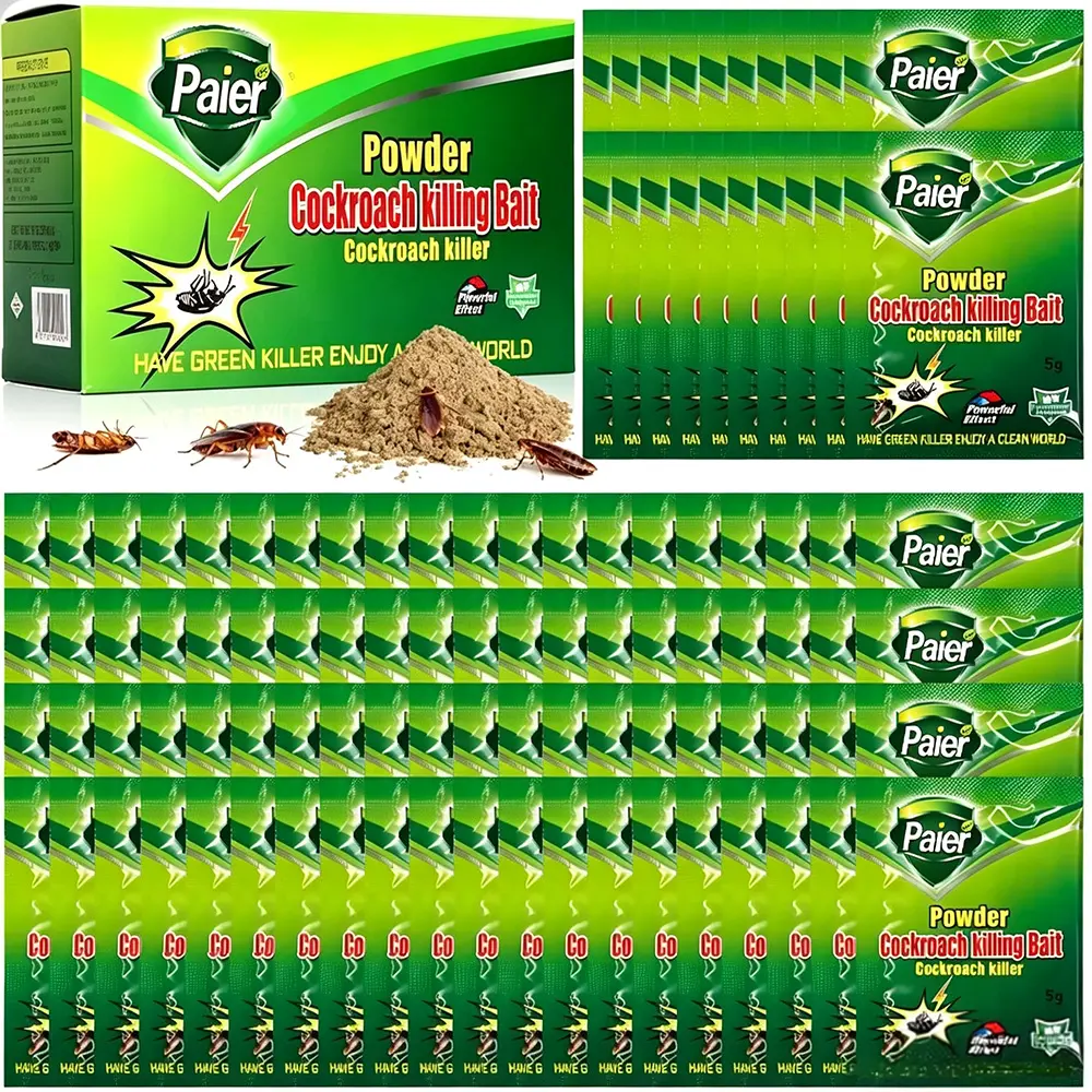 【PAIER】50 packets of high-efficiency cockroach bait powder, a fast-acting indoor cockroach killer—completely eliminates cockroach nests and colonies, suitable for kitchens and enclosed spaces.