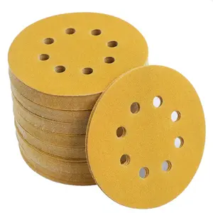 50 PCS 5 Inch 8 Hole Gold Sanding Discs 60-600 Grit Hook And Loop for Efficient Sanding Tasks Premium Fused Alumina Grain