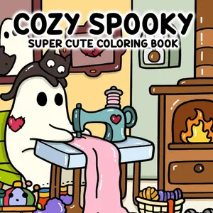 Cozy Spooky: Super Cute Coloring Book for Adults and Teens with Charming Creepy Creatures Enjoying Cozy Moments for Relaxation coloring  book
