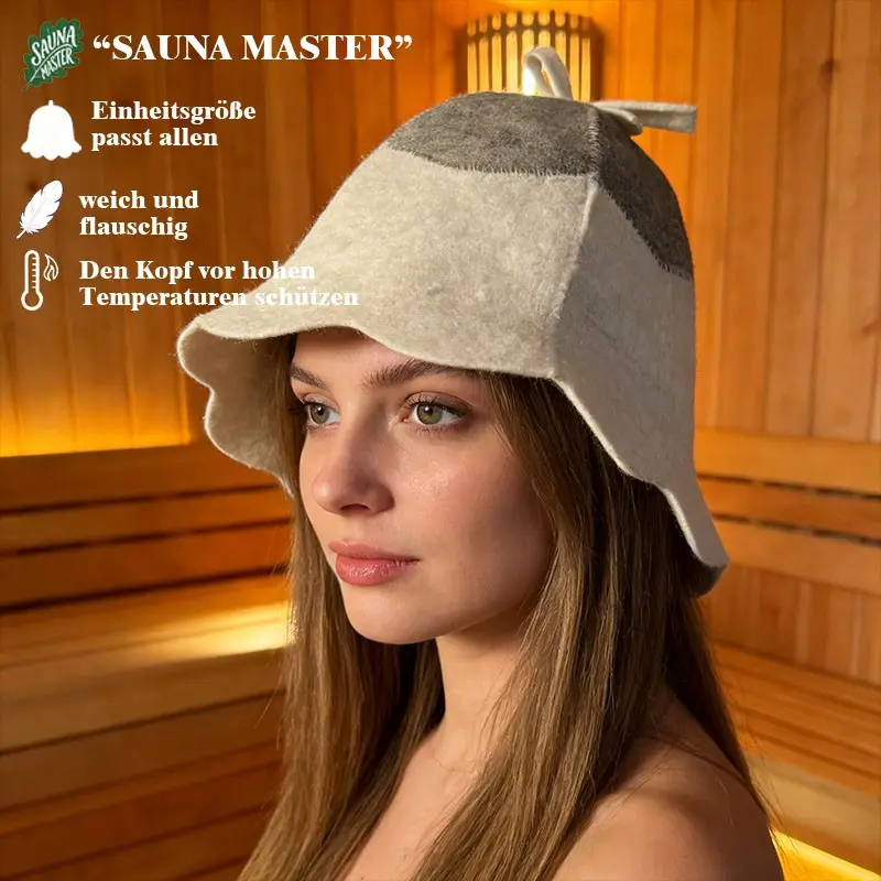 Wool Felt Block Single Ring Knot Cloud Style Sauna Hat, Protects Head and Ears From Heat, Enhances Hair Care Absorption, Protective Headwear, Bonnets
