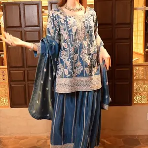Women  blue shatara suit Indian party suit wedding style Eid collection