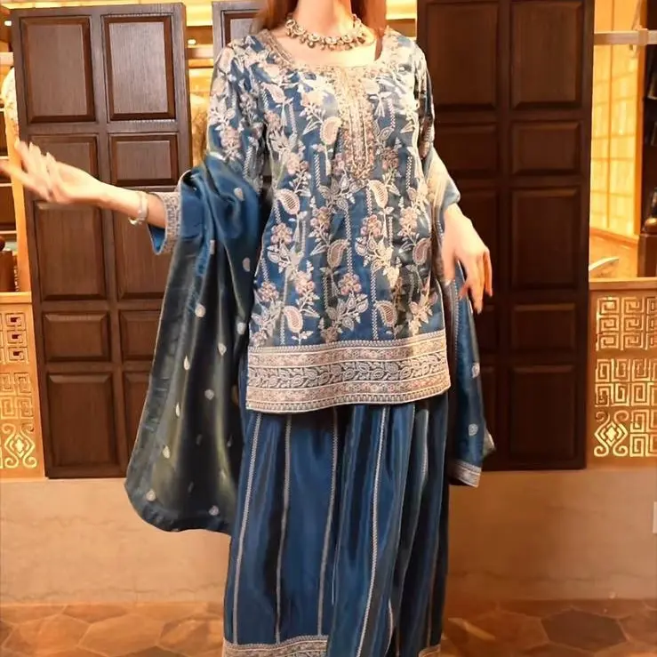 Women  blue shatara suit Indian party suit wedding style Eid collection