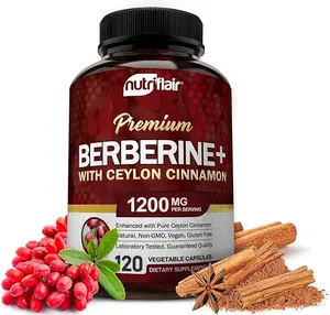Premium Berberine HCL 1200mg, 120 Capsules - Plus Pure True Ceylon Cinnamon, Berberine HCI Root Supplements Pills - Immune System, Healthy Weight Management