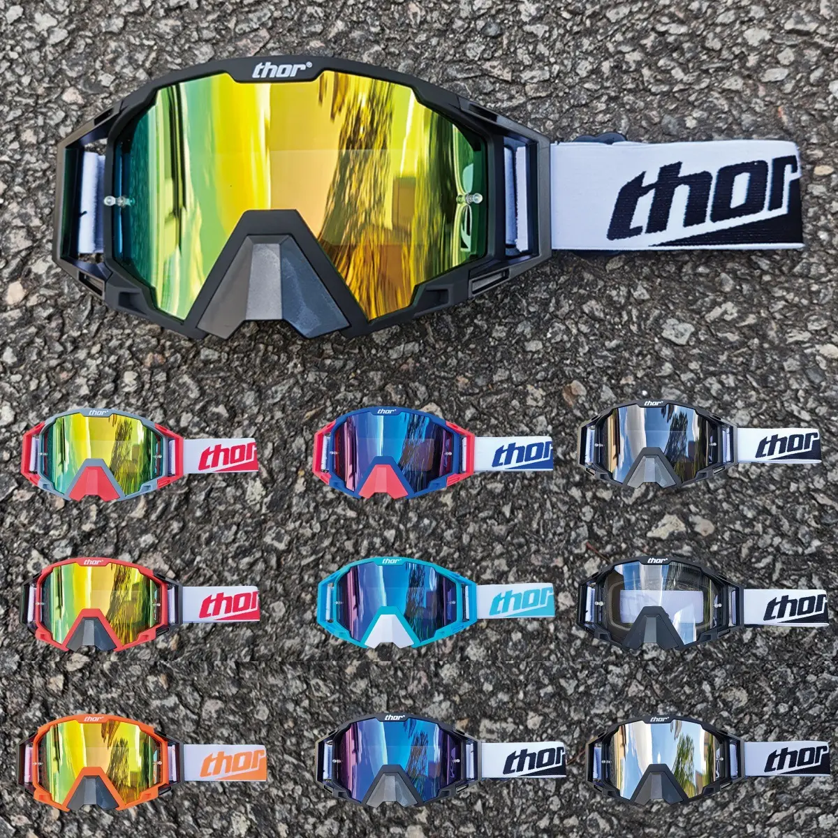 Offroad Dirt Bike Goggles - Helmet Compatible, Windproof, Anti-Dust for Downhill Riding & Winter Skiing Outdoor Sports