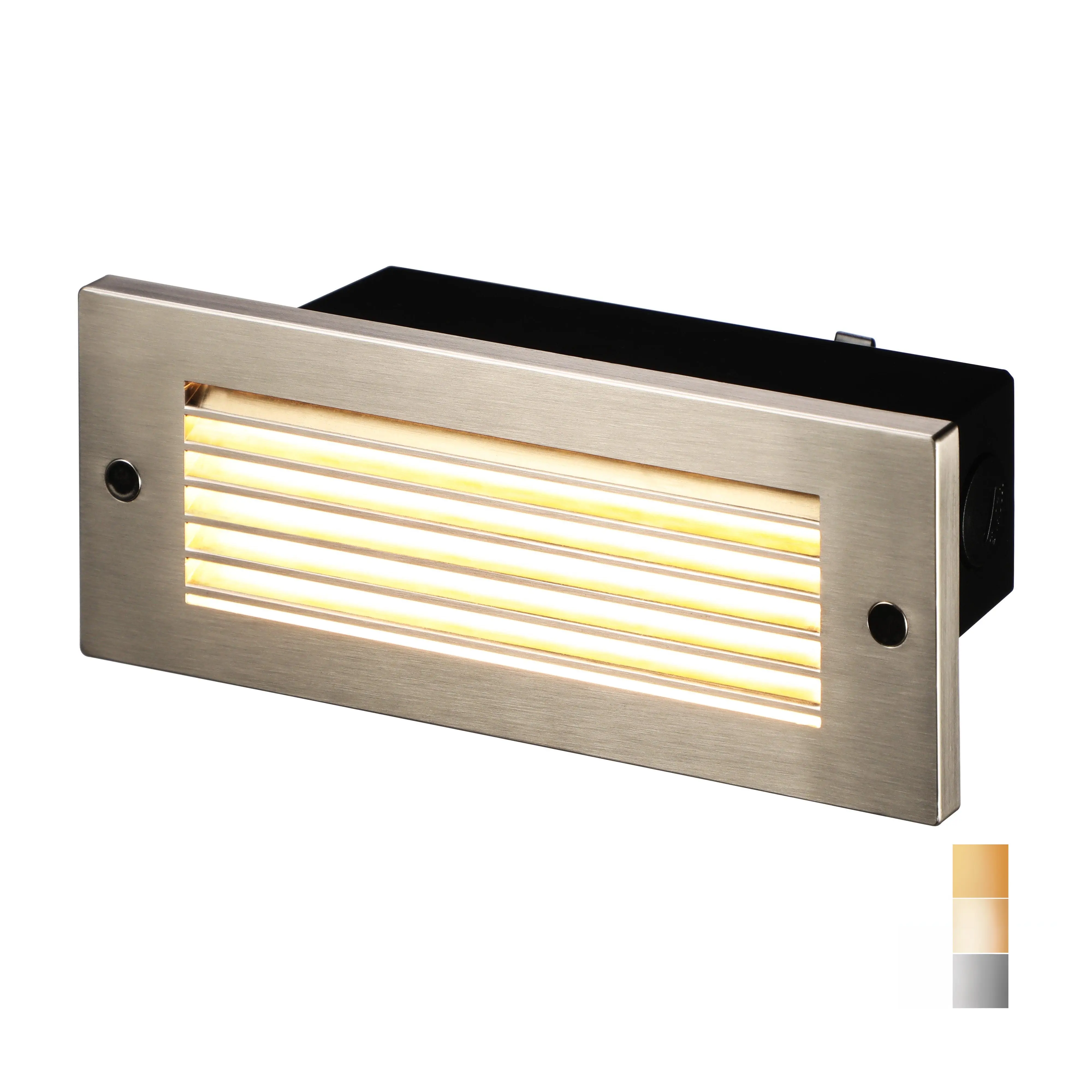 LeonLite® ZincTech Commercial Louvered Step & Deck Light - Satin Nickel - Adjustable Color Temperature