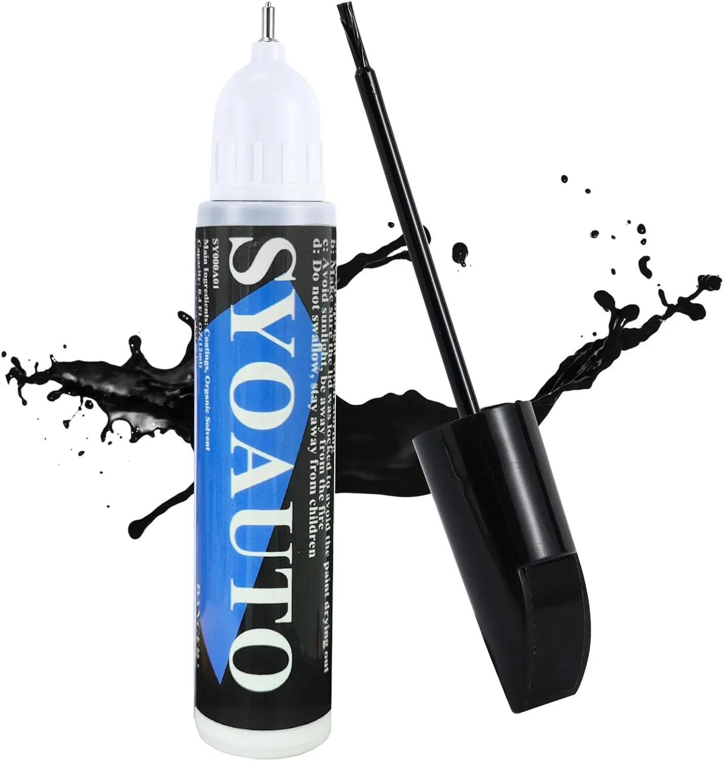 Gloss Black Moisture-Proof Car Touch Up Paint Pen - 2-in-1 Brush-Tip, 0.4oz Quick-Drying Rust-Stopper, Heat-Resistant Scratch Filler Pen Car Body Repair Tools with Glossy Finish for Scratch Fixing & Rust Prevention