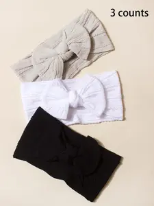 Solid Color Bow Decor Headband, Cute Bowknot Hair Accessories for Baby Girls & Boys, Newborn Infant Kids Hair Accessories