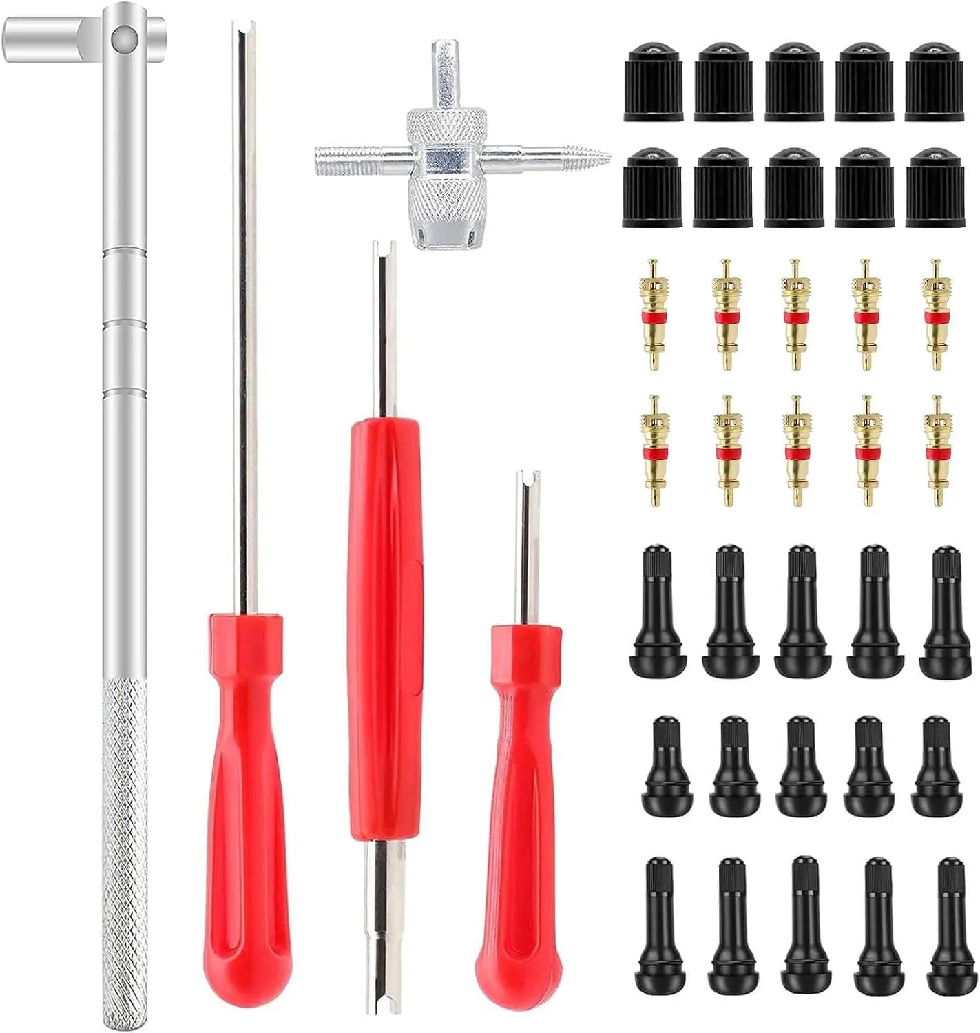 ZHSMS Valve Stem Puller Installer Kit, 40-Piece Tire Repair Set with TR412, TR413 and TR414 Stems