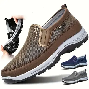 Men's Breathable Knit Slip-On Loafers - Comfortable Non-Slip Casual Sneakers, Thick-Soled for Outdoor Activities