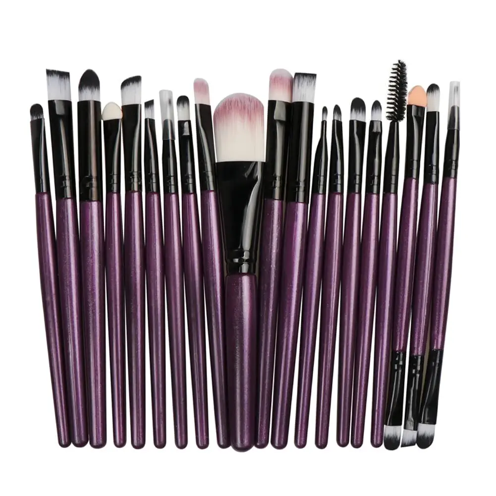 20 Piece Makeup Brush Kit, Professional Soft Synthetic Cosmetic Brushes for Face, Eyeshadow, Foundation, and Blending - For Beginners, Black, Soft Cosmetic Brushes