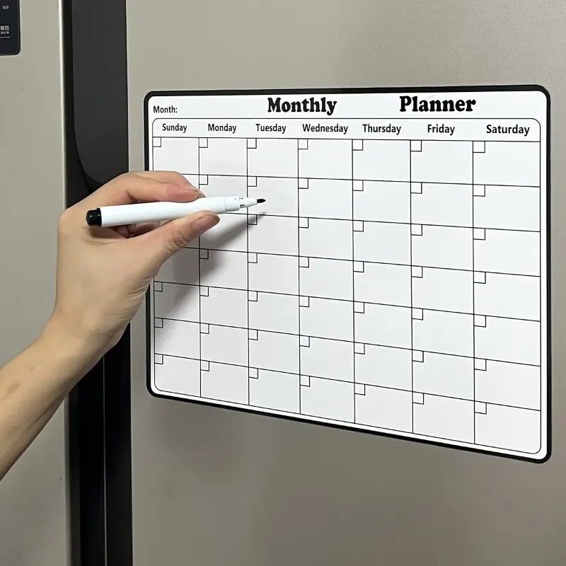 1pc Dry wipe refrigerator magnetic calendar, refrigerator whiteboard magnetic calendar, Monthly Planner Magnet, Fridge Calendar Magnetic