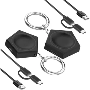 [2-Pack] Portable Charger for Google Pixel Watch (Not for Watch 2), USB-C/Micro USB 2 in 1 Mini Magnetic Travel Charger Adapter, with 1.6ft/0.5m 2 in 1 Cable