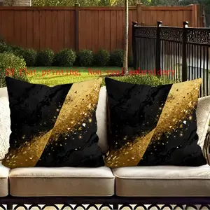 2pcs Luxury Zipper Throw Pillow Covers, Flat Printing Design, Glitter Effects, Ideal for Sofa Bed Home Decor, Perfect Gift Choice