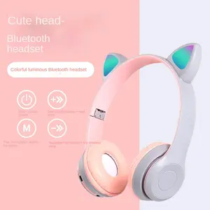 Bluetooth Headset P47M Cat Ears Glow New wireless gaming headset for mobile phones Noise Cancellation