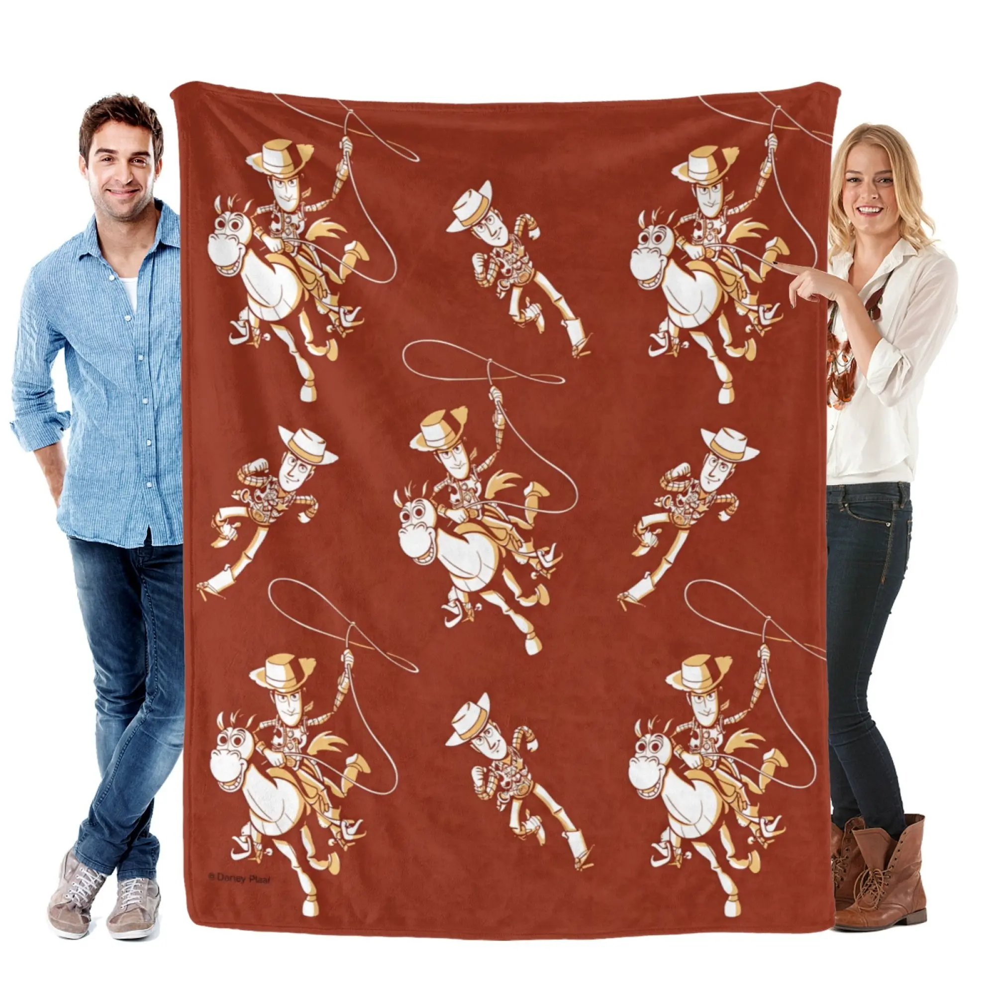 [SummerVibes] DISNEY CLASSIC Toy Story Woody & Bullseye Flannel Blanket, Vintage Western Print Soft Throw for Couch, Bed, Home Decor & Kids