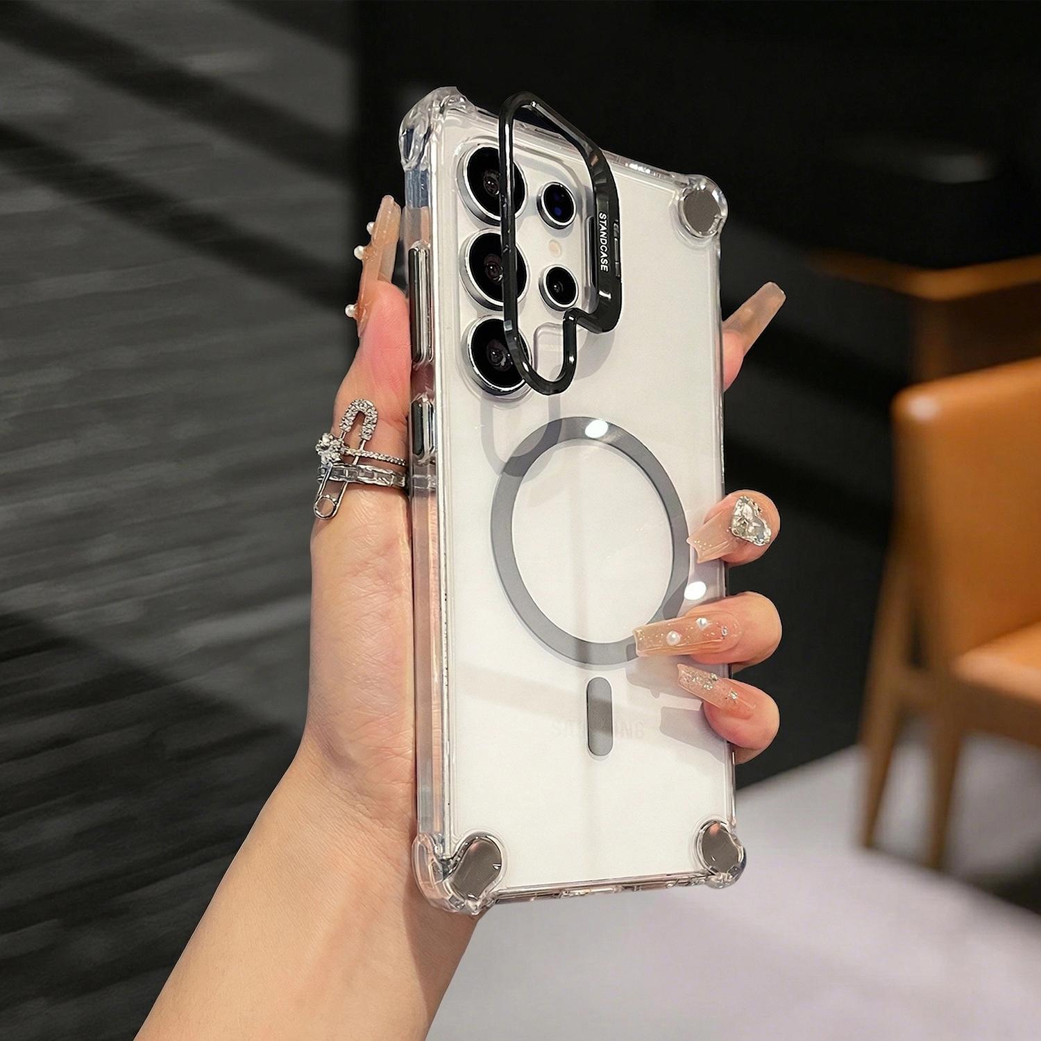 Case for Samsung Galaxy S26/S25/S24 S23 S22 Ultra Plus Clear Candy Built-in Lens Kickstand Slim Protective Shockproof Wireless Charging Cover