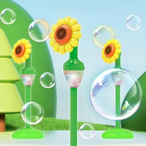 Sunflower Bubble Machine for Kids With Remote Control Automatic Standing Bubble Maker Machine Height Adjustable Rechargeable Battery Outdoor Bubble Blower Wedding Party Gift