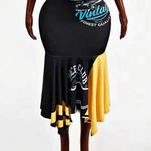 Women's Asymmetrical Fishtail Hem Letter Print Punk Street Style Mini Skirt Winter Womenswear Bottom