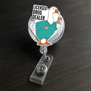 Licensed Drug Dealer Goose Badge Reel, Funny Pharmacist ID Holder, Pharmacy Tech Badge Clip, Nurse Doctor Work Accessory Gift, Pharmacy Gift