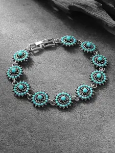 Vintage Fashion Glass Pendant Clover Leaf Bracelet for Women, Trendy Jewellery Accessories, Casual Zinc Alloy Chain, Perfect for Daily Wear and Hiking