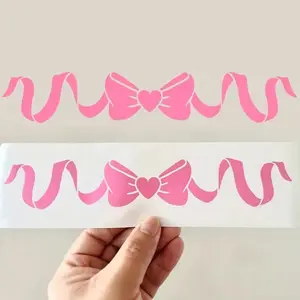 Chic Ribbon Bow Vinyl Car Sticker Perfect for Windows & Laptops Trendy Accessory for Girls Easy Application on Smooth Surfaces Truck Car Decal Stylish Car Merch