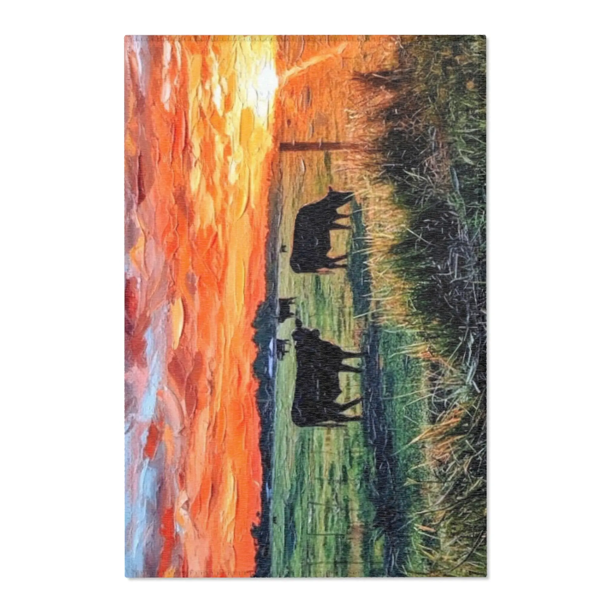 Sunset Cows Area Rug | Pastoral Landscape | Farmhouse Decor