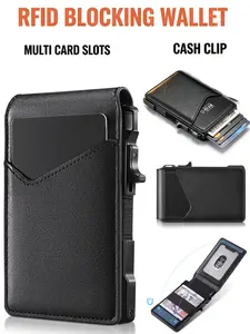 Men's Minimalist Metal Wallet, Rfid Card Holder Carbon Fiber, 9-13 Card Slots, Aluminum Alloy Frame, Quick Release, Business & Daily Use, Gift Idea