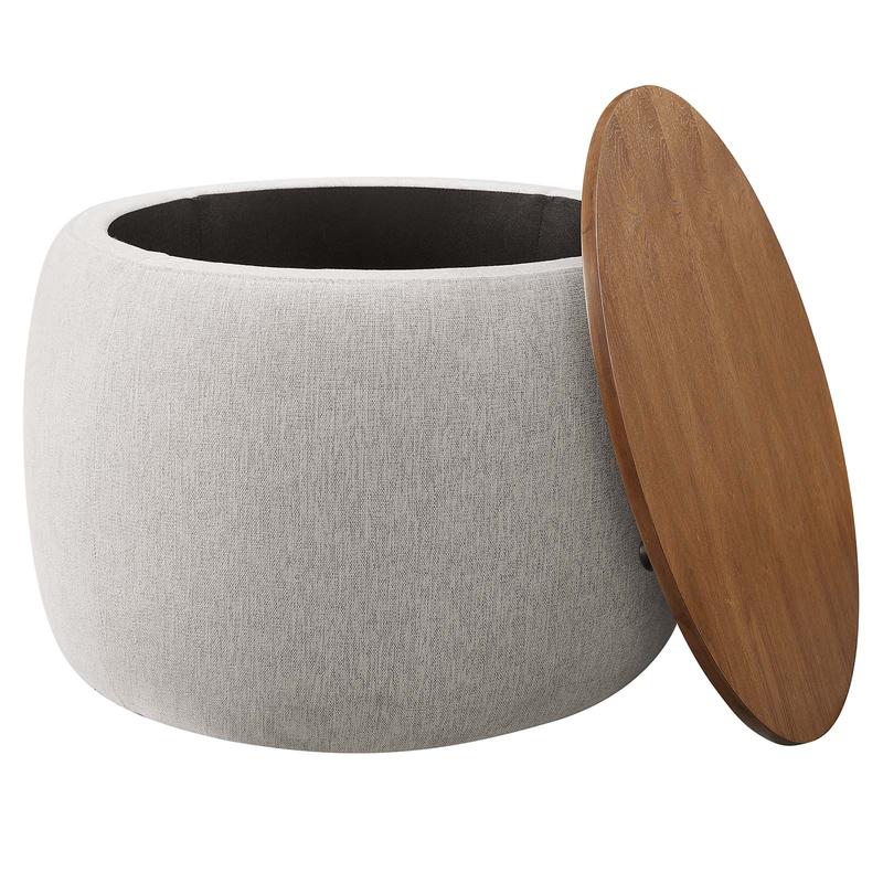 Modway Perla Upholstered Fabric Storage Ottoman in Ivory Fabric