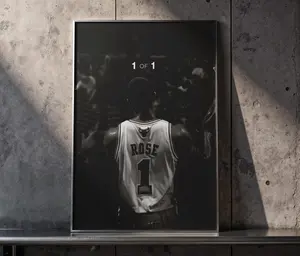 Derrick Rose Black & White NBA Poster, Chicago Basketball Wall Art