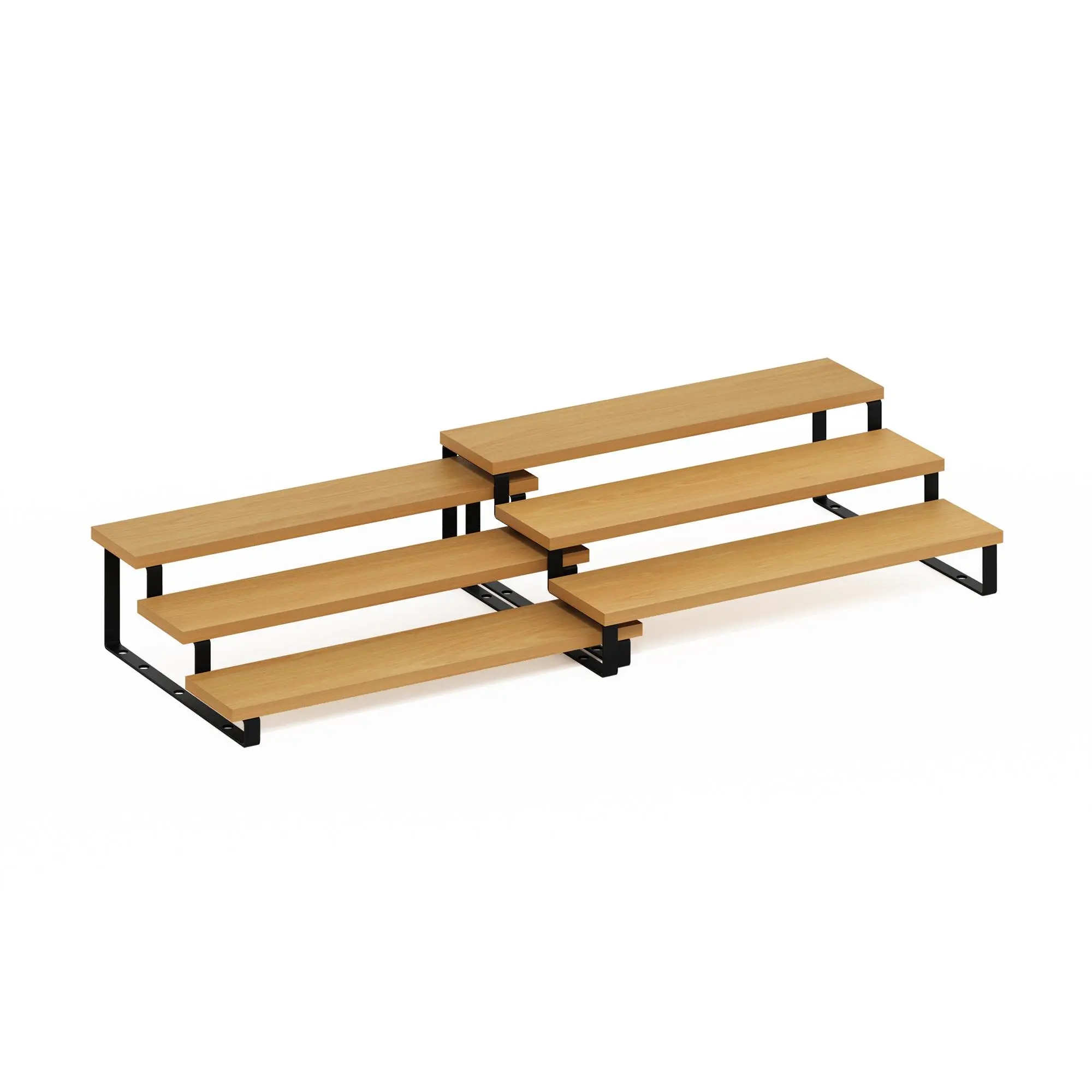RAVEL Kitchen Countertop Organizer Set of 2, 3-Tier Counter Shelves, Kitchen Storage, Expandable, Spice Rack, for Kitchen, Pantry, Coffee Bar, Beech