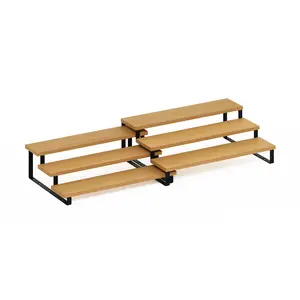 RAVEL Kitchen Countertop Organizer Set of 2, 3-Tier Counter Shelves, Kitchen Storage, Expandable, Spice Rack, for Kitchen, Pantry, Coffee Bar, Beech