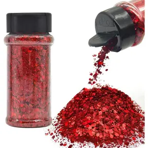 2oz Craft Glitter Shaker Bright Colorful Holographic Mix Chunky Body Glitter Bulk Wholesale 24 Colors In Shaker Cosmetic Glitter