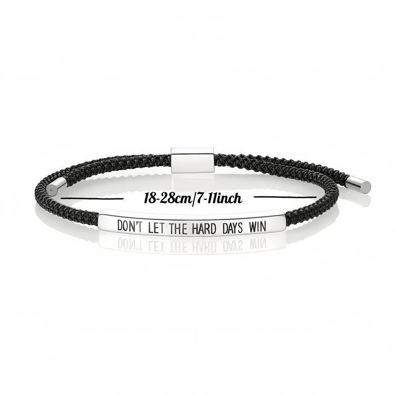 SGGUI Don't Let The Hard Days Win Bracelet for Women Men Handmade Adjustable Cord Bracelet,Stainless Steel,Motivational Gift BraceletDaughter/Sister/Friend/Teen Jewelry Gift