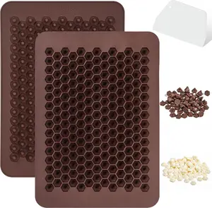 Webake Chocolate Chip Mold 202 Cavity Silicone Mini Candy Molds LFGB 2 Pack for Non Dairy & Sugar Organic Chocolate Chips & Mini Gumdrop, Ganache, Small Dot Cake Decoration (1 Scraper Included)