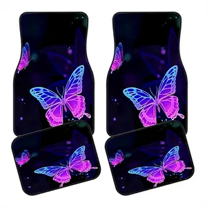 4pcs Dream Butterfly Car Floor Mats, Non-Slip Polyester, Durable Absorbent, Easy to Clean, Suitable for Trucks Vans Suvs Front Rear Seats