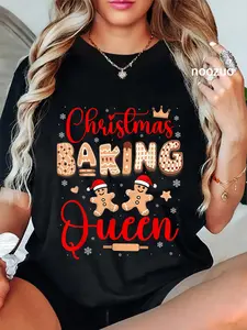 100% Cotton Queen Funny Christmas Baking Costume Baker Baking Cookie T-Shirt