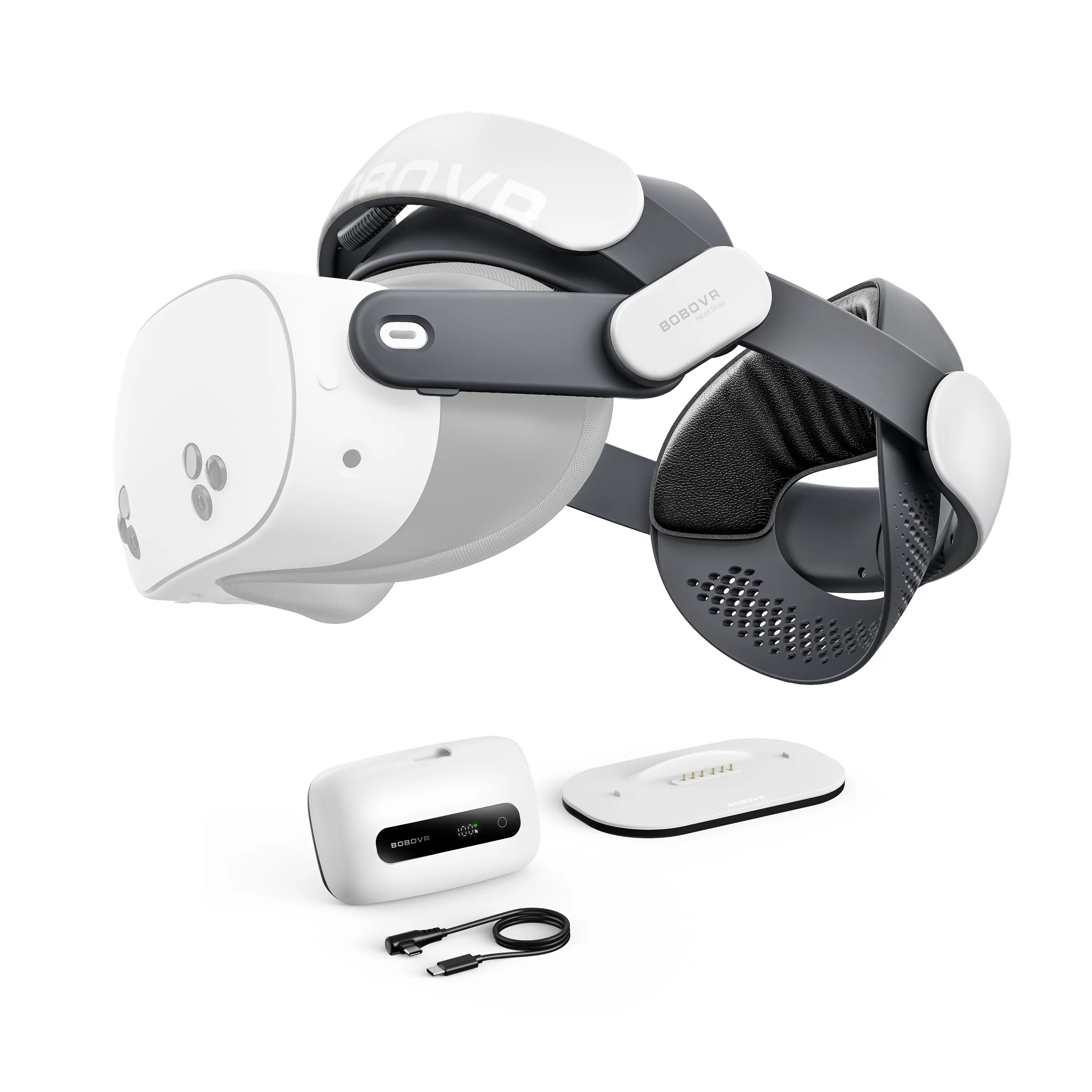 BOBOVR M3/M3 Pro+ VR Head Strap for Meta Quest 3/3S, Wearable Accessory for Smart Devices, 6500mAh BM60 Battery/Charging Dock Options, Dual-Mode, Reduced Face Pressure, Stable Fit for Active Play
