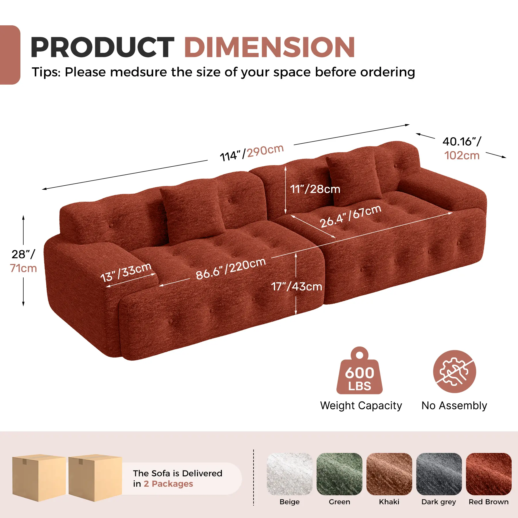 Reddish Brown (3-seater)