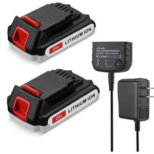 2 Pack LBXR20  20V MAX 3.0Ah Replacement for Black and Decker  with Charger for Black Decker LBXR20-OPE LBX20 LBX4020 LB2X4020 LBXR2020-OPE LB2X3020-OPE LBXR20BT LCS1020 LSW221