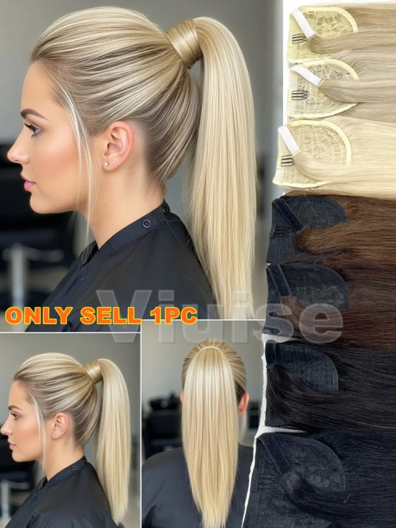 Clip In Ponytail & Human Hair Extensions,Straight Natural Hair Extensions,Natural Straight Hairpiece,High Ponytail Hair Extensions,Hair Extensions Sutiable All Occasion,Black/Brown/Blonde Hair, Hair Pieces