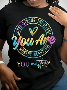 Plus Size You Matter Mental Health T-Shirt - Unisex Tie-Dye Multicolor Cotton Tee with Awareness Warrior Design, Big & Tall Comfortable Crew Neck, Therapist Gift Suitable for Groups, Positive Affirmation Apparel (S-3XL)