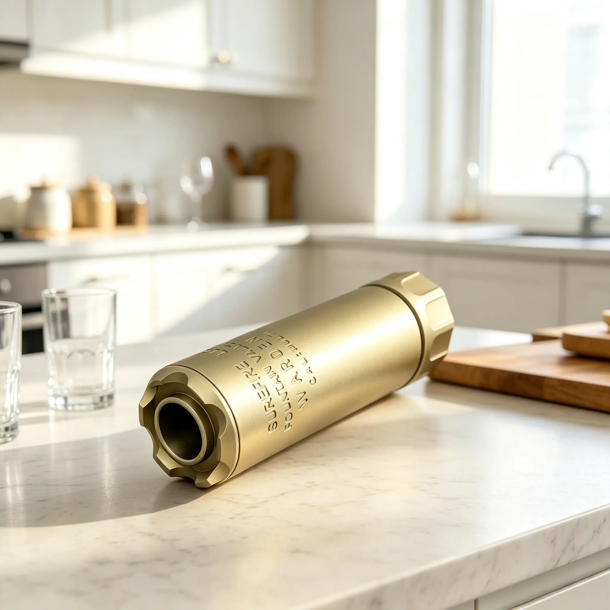 SOCOM Metal Silencing Gold Color Kitchen Utensil Holder with Textured Design for Modern Home Decor