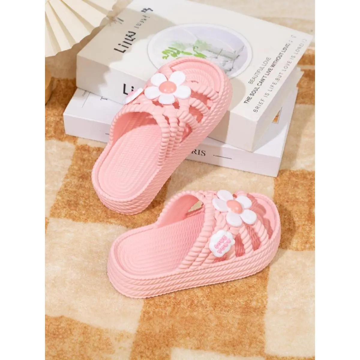 Girls' Summer Princess Slippers - Floral Design, Non-Slip EVA Sole, Tencel Material, Prop 65 Safe, Indoor/Outdoor Stylish Sandals, Princess Look