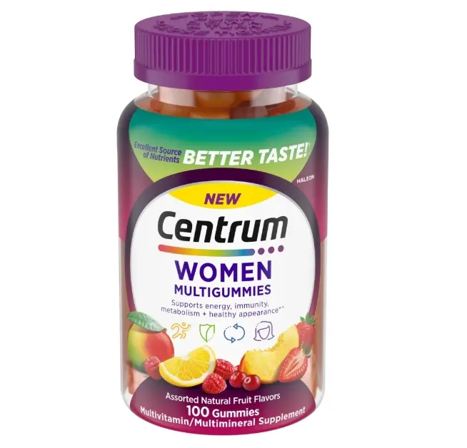Centrum MultiGummies Women's Multivitamin Gummies, Vitamins A, B & C, Assorted Fruit Flavors, 100 Count, Daily Multivitamin Supplement for Immune Support, Energy Metabolism & Overall Wellness